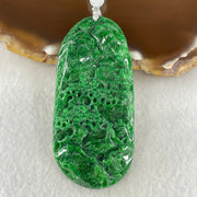 Type A Lao Keng Old Mine Full Spicy Green Jadeite Shan Shui with Guiren Benefactor Pendant 27.27g 63.1 by 29.9 by 6.8mm - Huangs Jadeite and Jewelry Pte Ltd