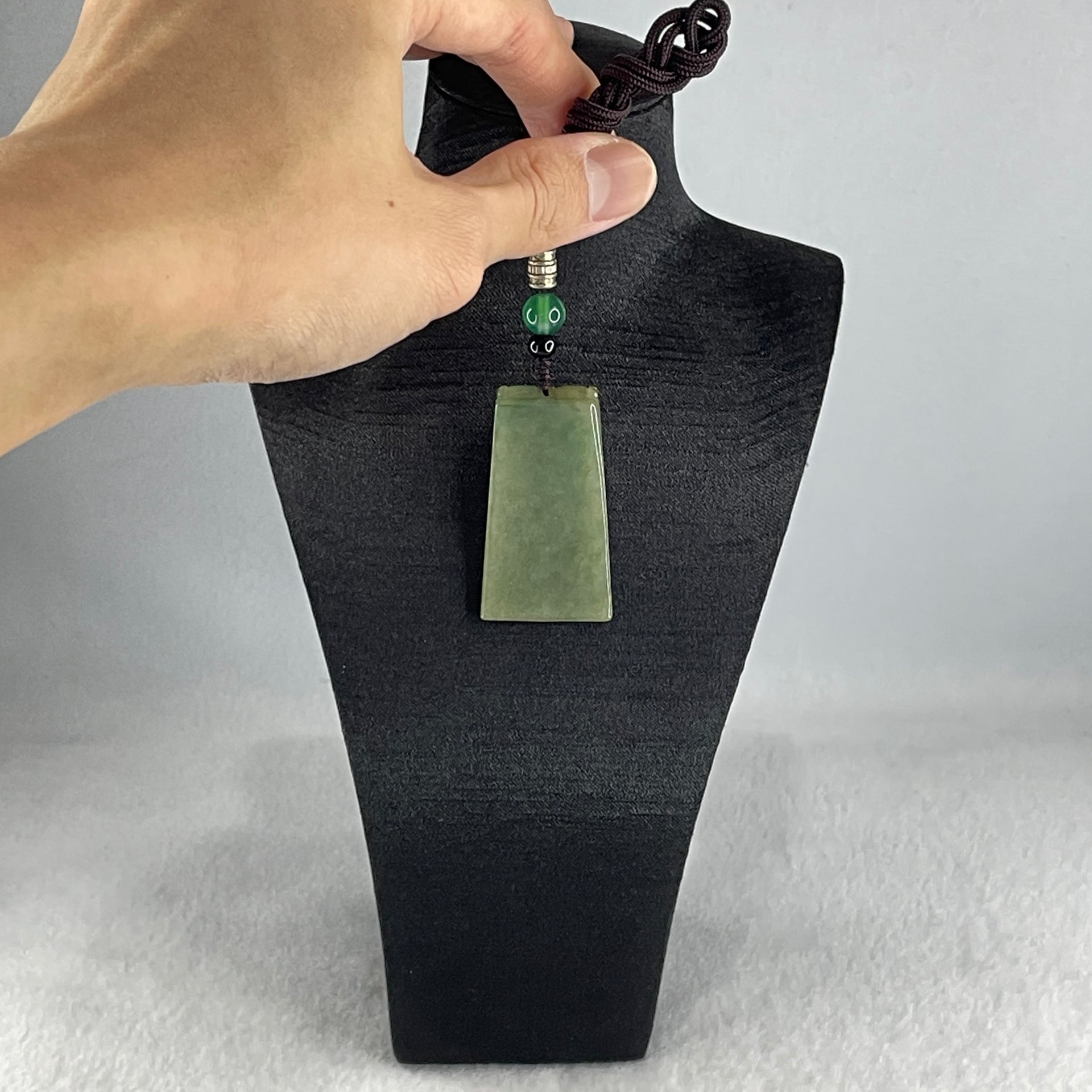 Natural Type A Green with Yellowish Jadeite Wu Shi Pai Pendant 20.75g 45.6 by 25.5 by 5.9mm - Huangs Jadeite and Jewelry Pte Ltd