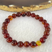Natural Blood Red Amber Beads Bracelet 5.06g 15cm 7.4mm 25 Beads - Huangs Jadeite and Jewelry Pte Ltd