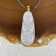 Type A Faint Lavender Jadeite Peapod in 18K Yellow Gold Clasp with String Necklace 4.76g 32.8 by 13.6 by 5.4mm - Huangs Jadeite and Jewelry Pte Ltd