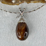 Natural Amber Pendent In S925 Sliver Necklace 15.89g 32.2 by 18.9mm - Huangs Jadeite and Jewelry Pte Ltd