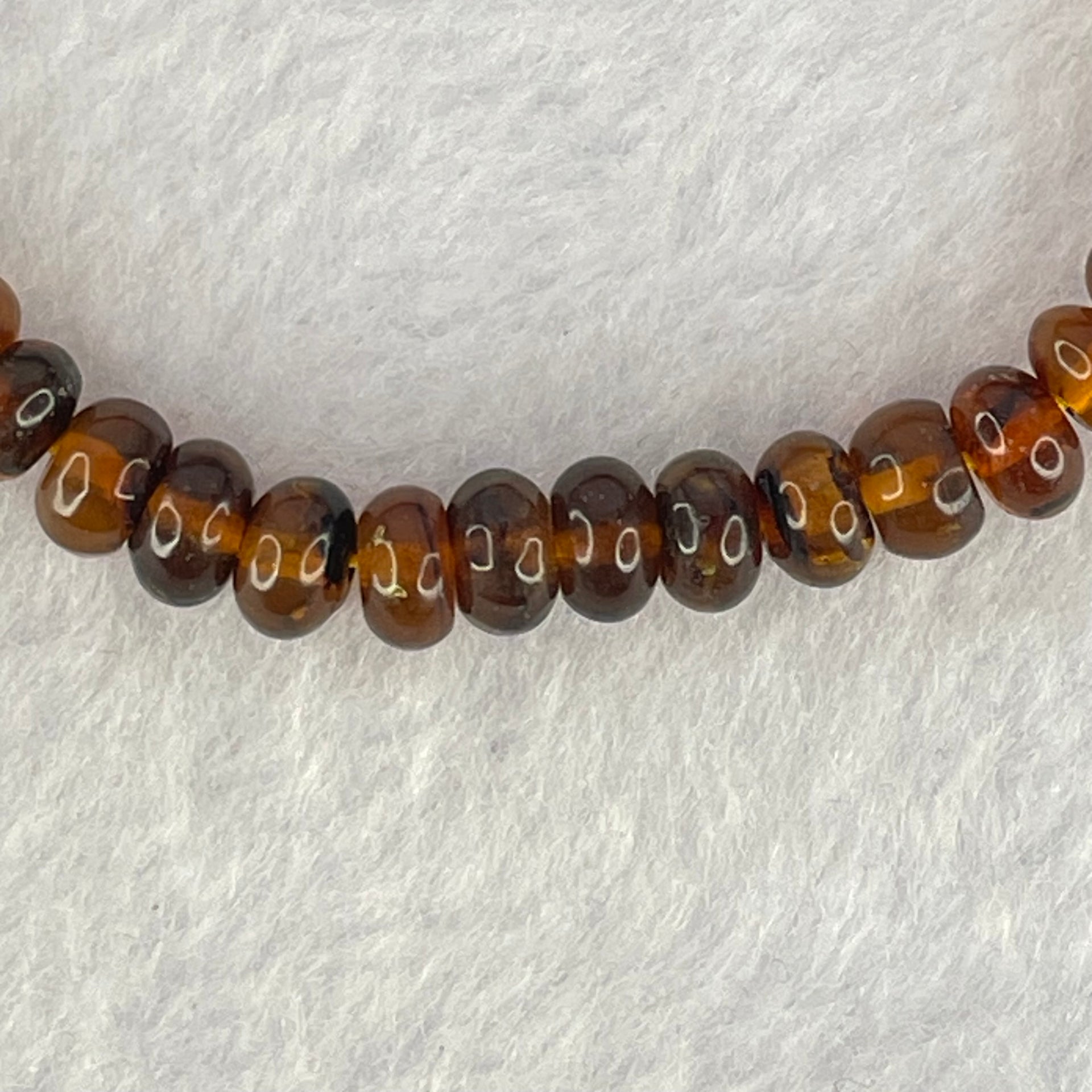 Natural Dark Brownish Yellow Medicine Amber Beads Bracelet 天然抚顺药珀手链 4.30g 15cm 6.5mm 42 Beads - Huangs Jadeite and Jewelry Pte Ltd