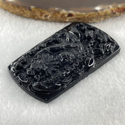 Type A Opaque to Partial Translucent Black Omphacite Jadeite Zhong Kui Pendant 27.73g 61.3 by 37.4 by 8.9mm - Huangs Jadeite and Jewelry Pte Ltd