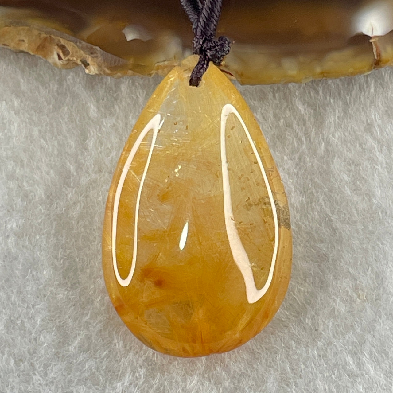 Natural Golden Rutilated Quartz Tear Drop Necklace 12.69g 32.5 by 20.6 by 10.5mm - Huangs Jadeite and Jewelry Pte Ltd