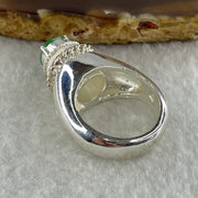 Type A Natural Old Mine Green Jadeite Cabochon 6.8 by 8.5 by 3.0mm Stone for Setting 14.03g (On Silver Ring Mold) US 7.5 HK 16.5 - Huangs Jadeite and Jewelry Pte Ltd