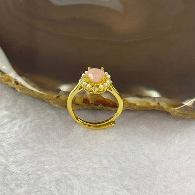 Pink Opal 6.0 by 8.0 by 4.0 mm (estimated) in 925 Silver Ring 2.35g - Huangs Jadeite and Jewelry Pte Ltd