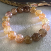 Average Grade Natural Copper Rutilated Quartz Beads Bracelet 40.96g 16cm 12.1mm 17 Beads - Huangs Jadeite and Jewelry Pte Ltd
