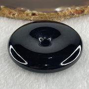 Type A Opaque Black Omphacite Jadeite Ping An Kou Donut Pendant 52.09g 50.3 by 9.8mm - Huangs Jadeite and Jewelry Pte Ltd