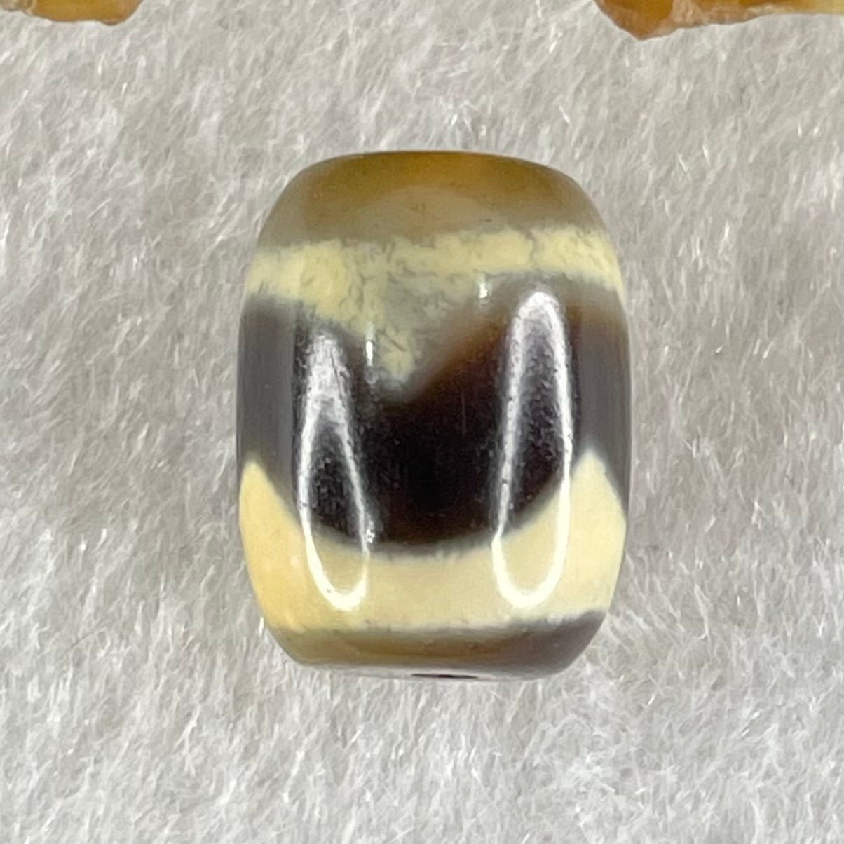 Natural Powerful Tibetan Old Oily Agate Tiger Tooth Daluo Dzi Bead Heavenly Master (Tian Zhu) 虎呀天诛 2.41g 13.3 by 10.4mm - Huangs Jadeite and Jewelry Pte Ltd