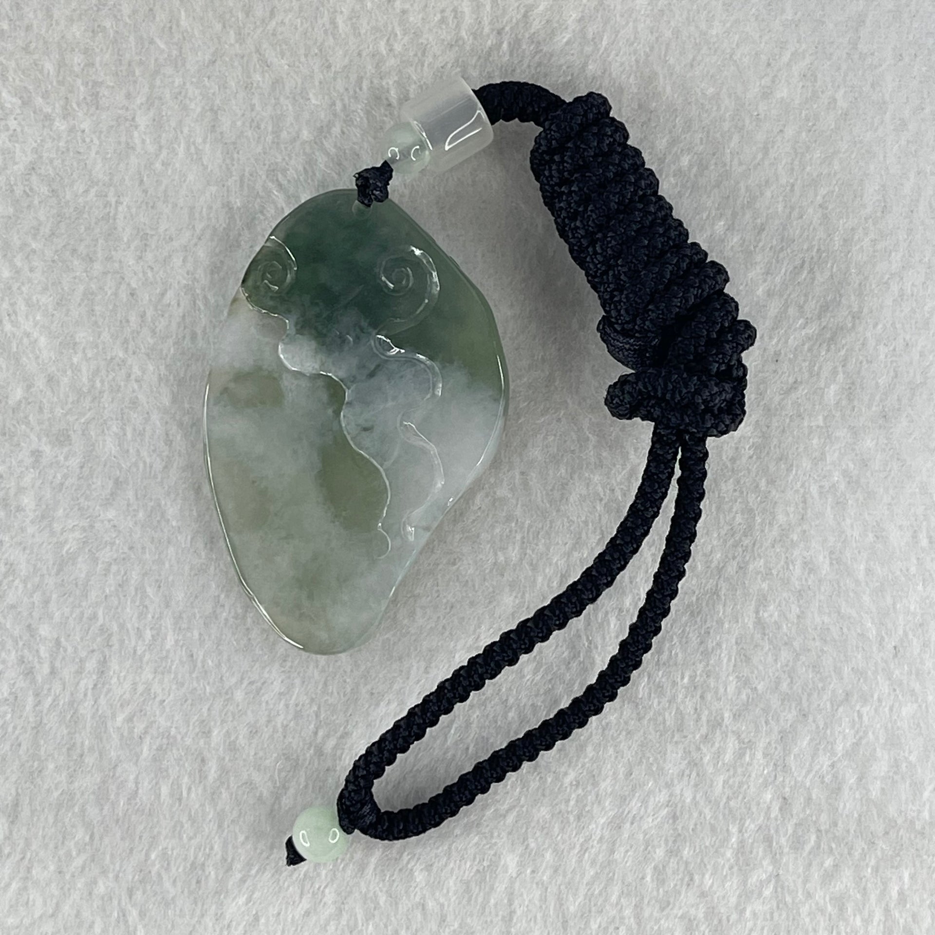 Type A Semi Icy Blueish Green  Jadeite Guan Yin and Elephant Samantabhadra Bodhisattva Pendant 21.65g 51.8 by 33.7 by 7.9mm - Huangs Jadeite and Jewelry Pte Ltd