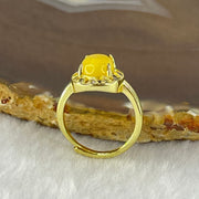 Natural Butterscotch Amber in  S925Sliver Gold Color Ring (Adjustable Size) 2.83g 9.9 by 7.9 by 4.0mm - Huangs Jadeite and Jewelry Pte Ltd