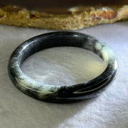 Type A Highly Translucent Black Grey Wuji Jadeite Baby Bangle 12.46g Internal Diameter 36.5mm 7.2 by 5.1mm - Huangs Jadeite and Jewelry Pte Ltd