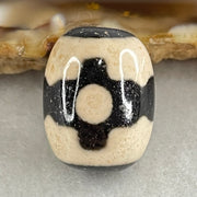 Natural Powerful Tibetan Old Oily Dark Brown With White Agate 3 Eyes Dzi Bead Heavenly Master (Tian Zhu) 三眼天诛 5.06g 17.6 by 13.5mm - Huangs Jadeite and Jewelry Pte Ltd