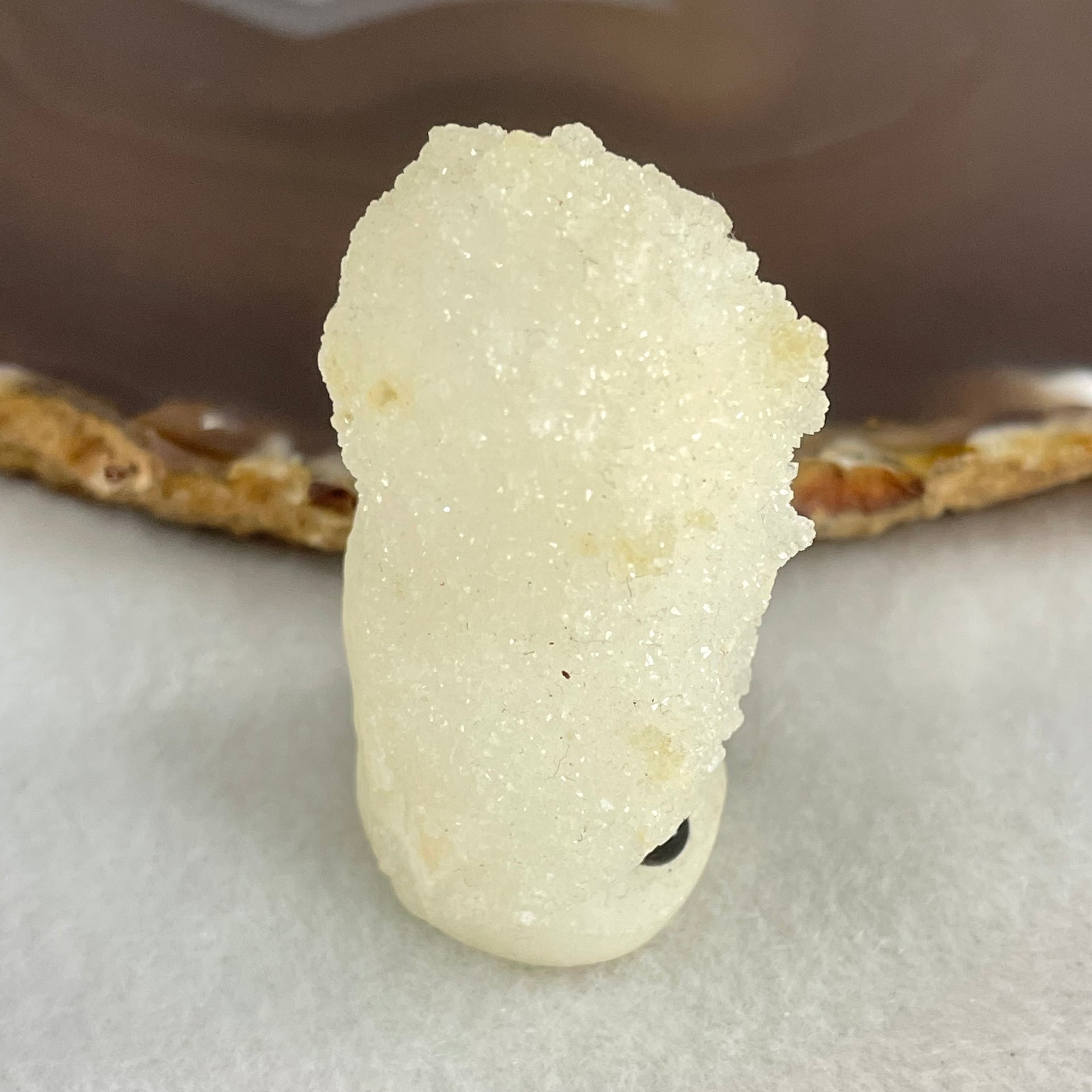 Natural White Milky Quartz Mini Hedgehog Display 43.66g 47.0 by 26.8 by 26.1mm - Huangs Jadeite and Jewelry Pte Ltd