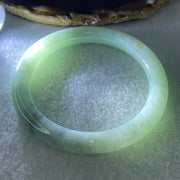 Certified Natural Type A Jelly Light Green & Wuji Grey Jadeite Full Round Bangle | (39.83g | 54.6mm Inner Diameter | 8.6mm x 8.7mm | Very Very Slight External Line | Synergy, "Wuji" Spatial Shield & Feng Shui Wealth Guard Anchor) - Huangs Jadeite and Jewelry Pte Ltd