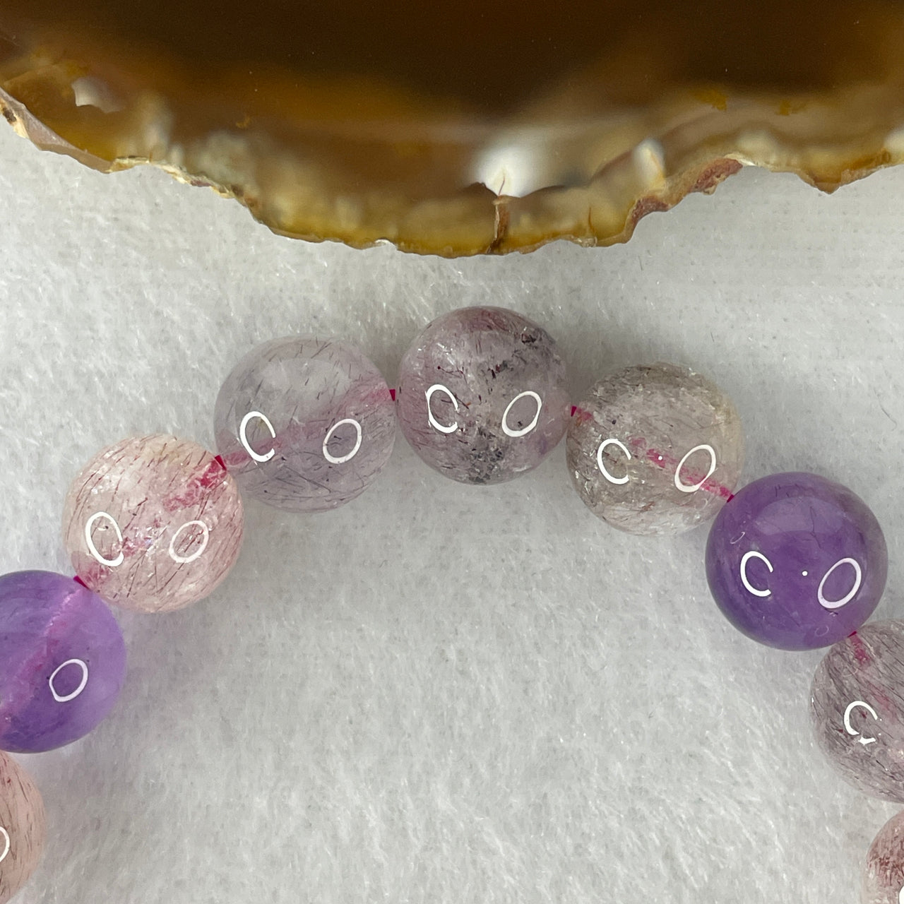 Certified Above-Average Grade Natural Super 7 Crystal Beads Bracelet | Bold High-Mass Statement Masterpiece | Authentic Sacred Seven Multi-Mineral Inclusions Quartz Spiritual Catalyst & Auric Shield Bracelet (39.13g | 17cm Length | 11.7mm | 18 Beads)
