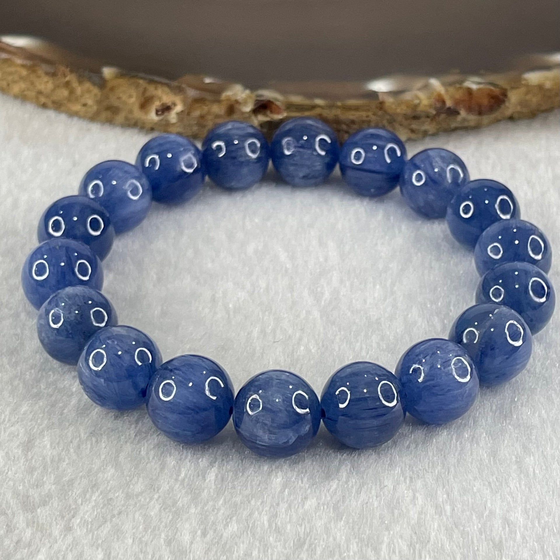 Natural Blue Kyanite Beads Bracelet 38.78g 15.5cm 10.7 18 Beads - Huangs Jadeite and Jewelry Pte Ltd
