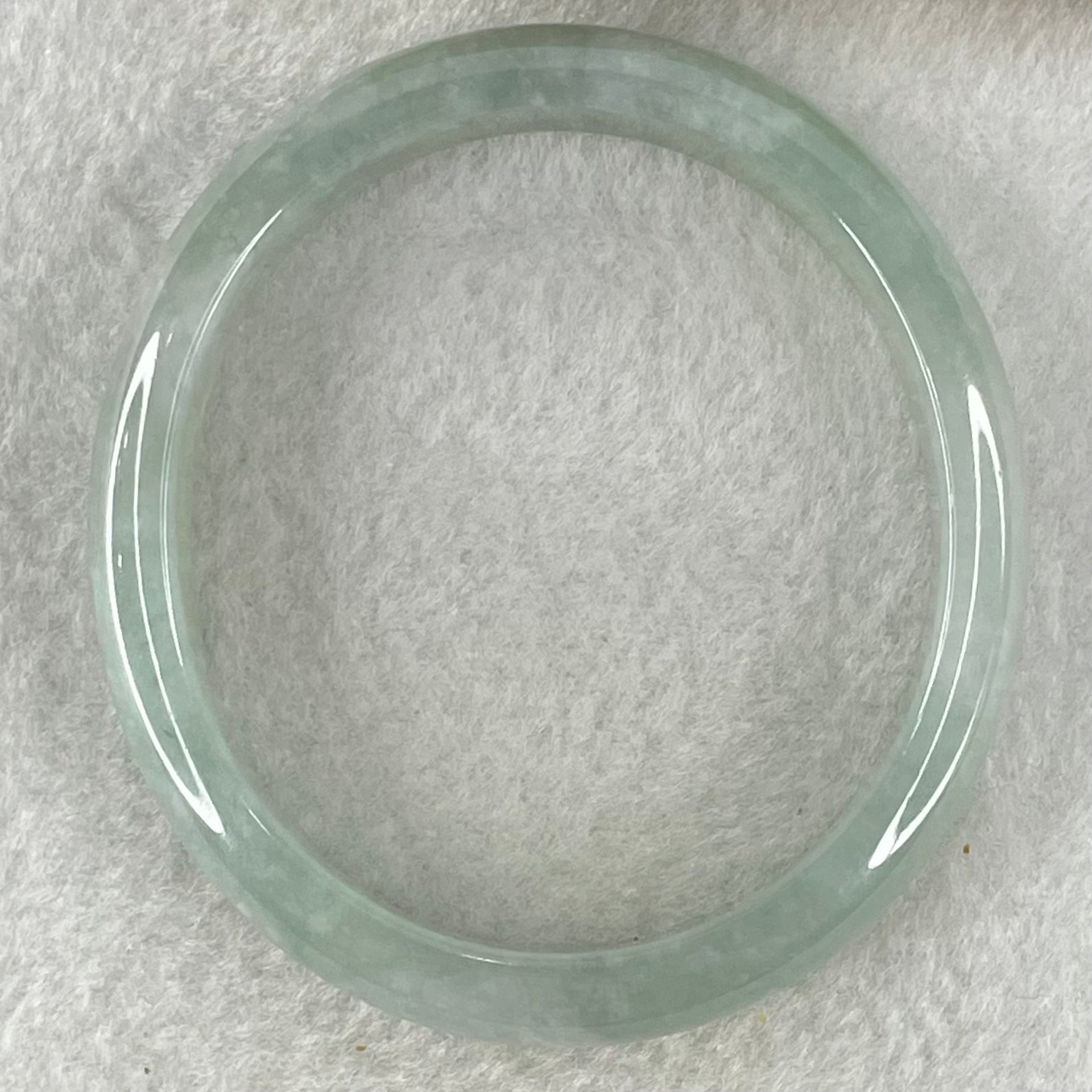 Type A Jelly Light Blueish Green Faint Lavender Jadeite Oval Bangle 36.71g Internal Diameter 54.4mm 11.8 by 6.7mm (Close to Perfect) - Huangs Jadeite and Jewelry Pte Ltd