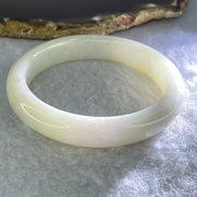 Type A Faint Yellowish Green Lavender Jadeite Bangle Internal Diameter 56.9mm 55.50g 12.4 by 8.6mm (Internal Lines) - Huangs Jadeite and Jewelry Pte Ltd