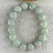 Type A Light Green with Slight Light Lavender Jadeite Beads Bracelet 48.29g 15cm 12.2mm 16 Beads - Huangs Jadeite and Jewelry Pte Ltd
