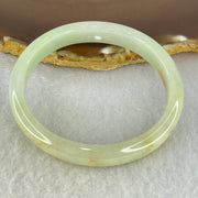 Type A Light Blueish Green and Red and Brown Patches Jadeite Oval Bangle Internal Diameter 54.3mm 32.17g 10.4 by 6.5mm (Very Slight Internal Lines) - Huangs Jadeite and Jewelry Pte Ltd