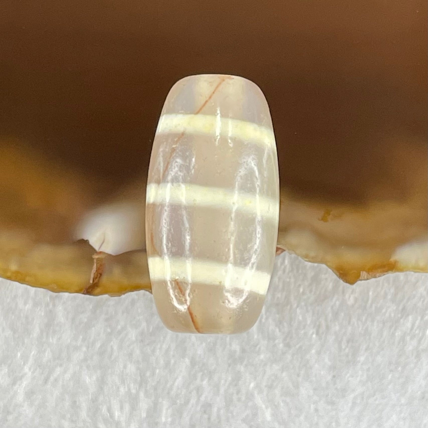 Natural Powerful Tibetan Old Oily Agate 3-Lines Dzi Bead Heavenly Master (Tian Zhu) 三行天诛 3.18g 20.0 by 10.4mm - Huangs Jadeite and Jewelry Pte Ltd