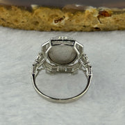 18K White Gold Type A White Jadeite with diamonds Ring 4.47g 12.7 by 10.9 by 4.5mm US6.5 HK14 - Huangs Jadeite and Jewelry Pte Ltd