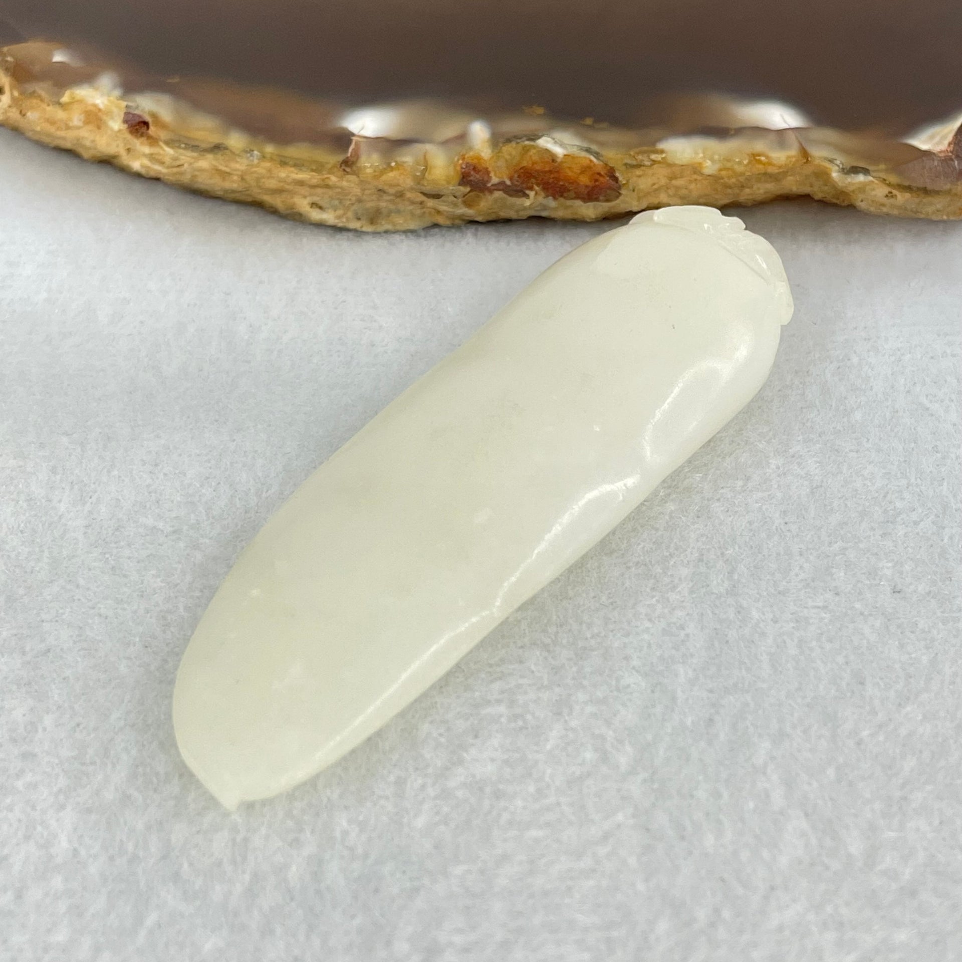 Natural White Nephrite Peapod Pendant 18.22g 60.8 by 19.1 by 11.9mm - Huangs Jadeite and Jewelry Pte Ltd