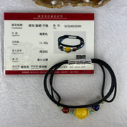 Natural Butterscotch Amber with Red Cinnabar, Lapis Lazuli and Turquoise Beads Leather Bracelet 11.92g 15cm 13.0mm - Huangs Jadeite and Jewelry Pte Ltd