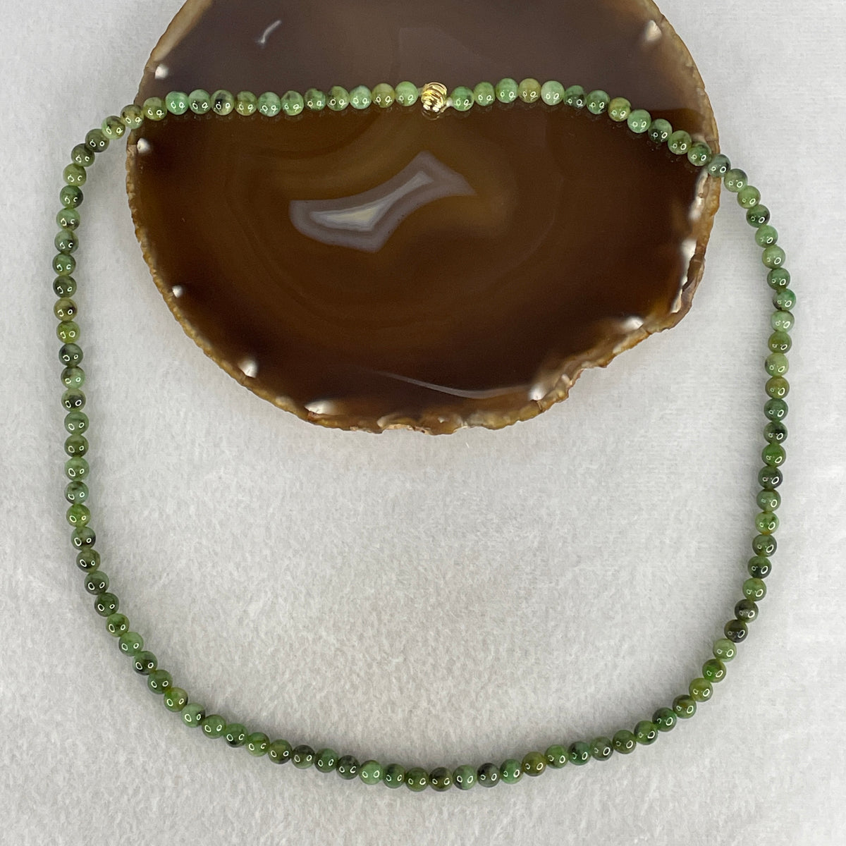 Natural Type A Green with Yellowish Green Jadeite Beads Necklace | 62cm Length with 102 Beads 6.5mm (45.72g | Heart & Solar Plexus Chakra Harmony, Abundance & Vitality Shield)