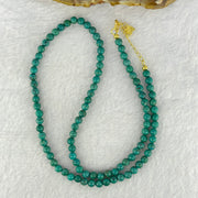 Natural Turquoise Beads S925 Silver Gold Color Necklace 天然绿松石项链 10.48g 40cm 4.5mm 97 Beads - Huangs Jadeite and Jewelry Pte Ltd