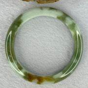 Type A Light Green and Moss Green and Brown Patches Jadeite Bangle 55.5mm 51.12g 10.6 by 9.0mm (Slight Internal Line) - Huangs Jadeite and Jewelry Pte Ltd