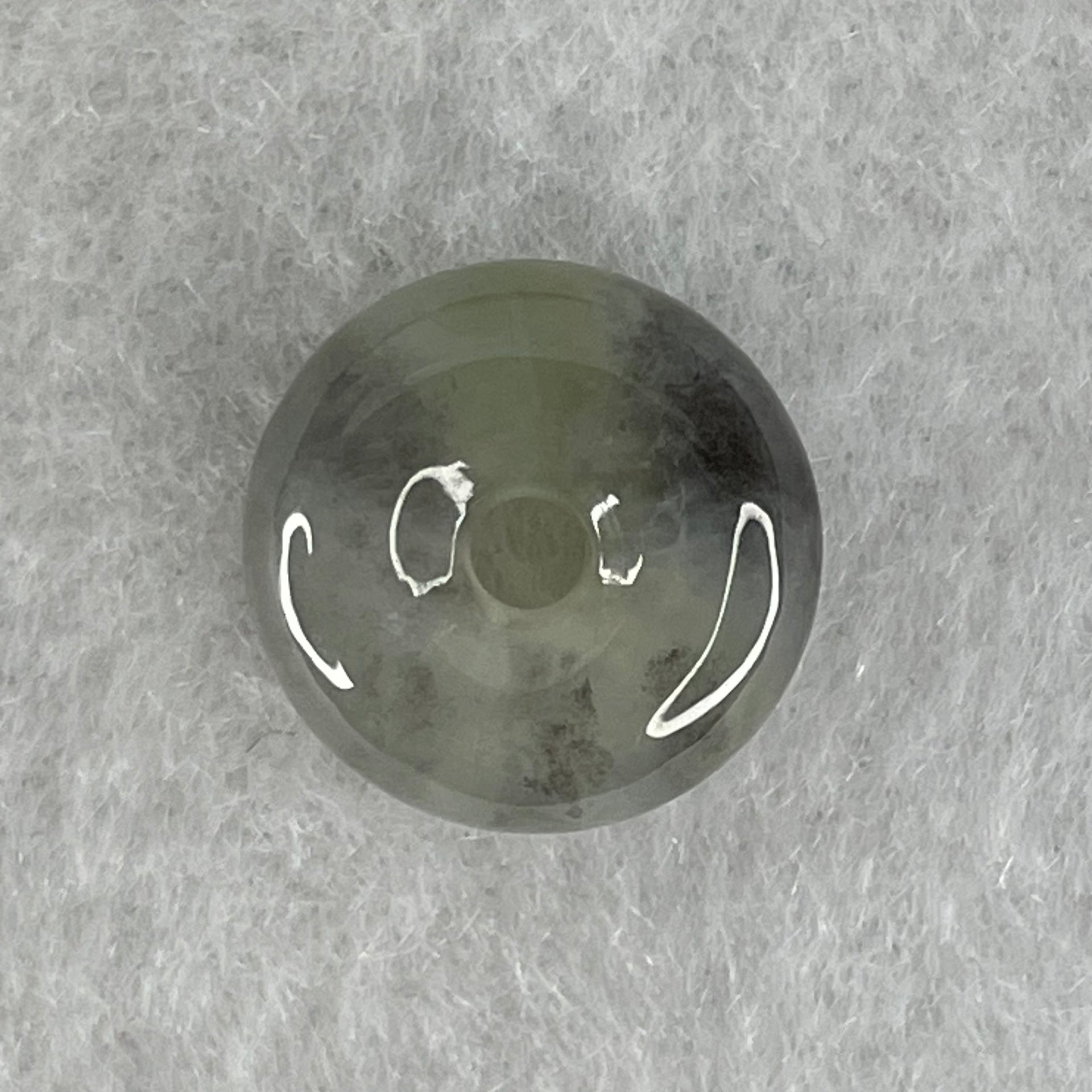 Type A Icy Wuji Grey Jadeite Ping An Kou Donut Charm Pendant 2.04g 13.0 by 5.9mm - Huangs Jadeite and Jewelry Pte Ltd