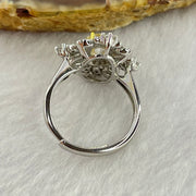 Colourless Cubic Zirconia with Crystals in AU750 Plated In Sliver Ring (Adjustable Size) 3.81g 8.5 by 6.7mm - Huangs Jadeite and Jewelry Pte Ltd