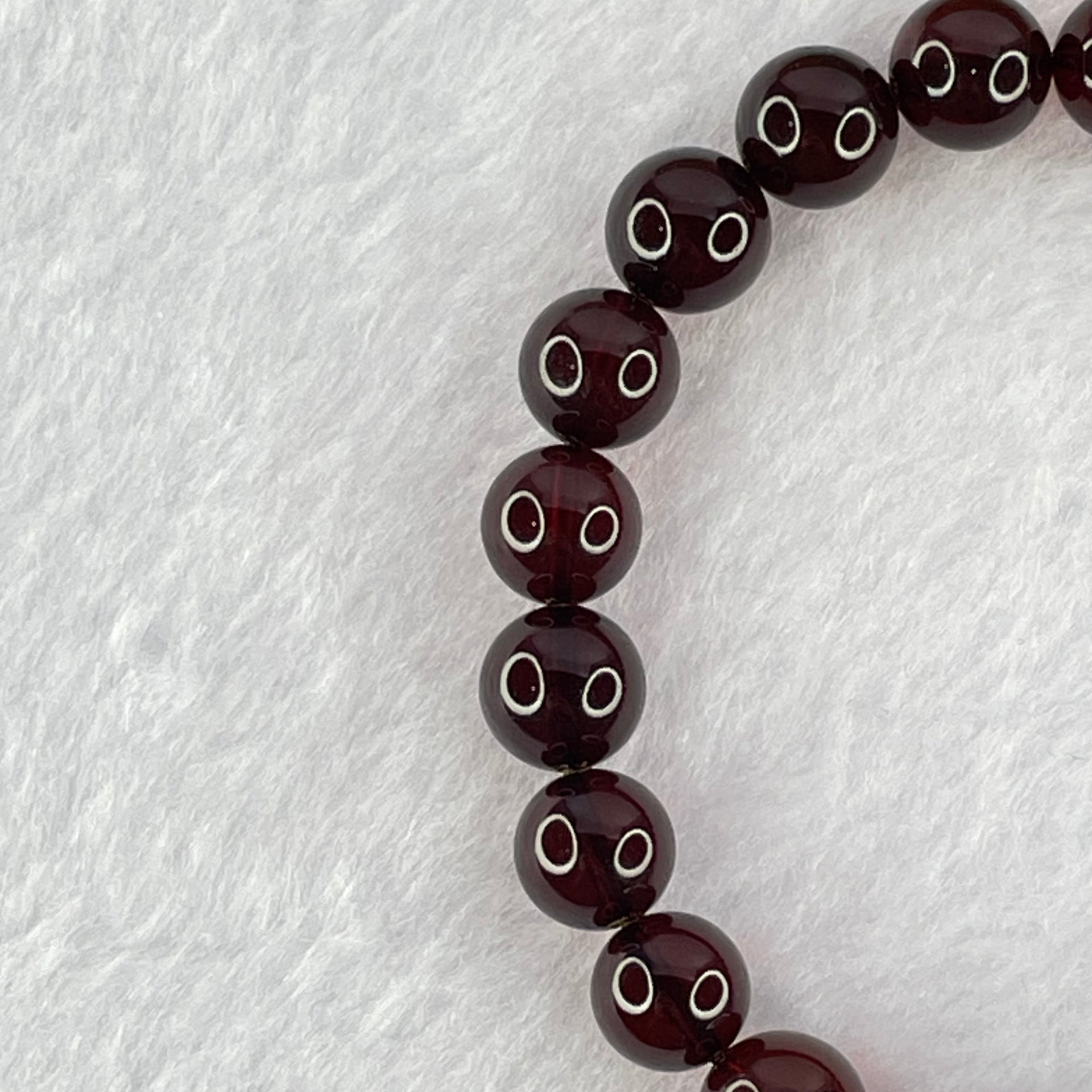Natural Dark Blood Red Amber Beads Bracelet 天然血珀手链 7.48g 16cm 8.6mm 22 Beads - Huangs Jadeite and Jewelry Pte Ltd