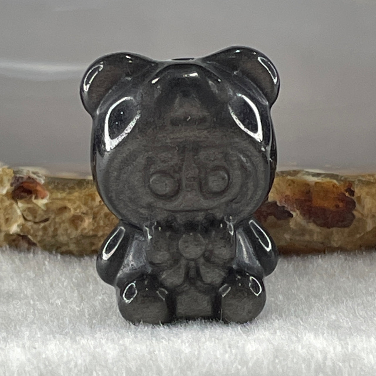 Black Obsidian Labubu Charm Display 14.90g 29.3 by 21.9 by 19.1mm - Huangs Jadeite and Jewelry Pte Ltd
