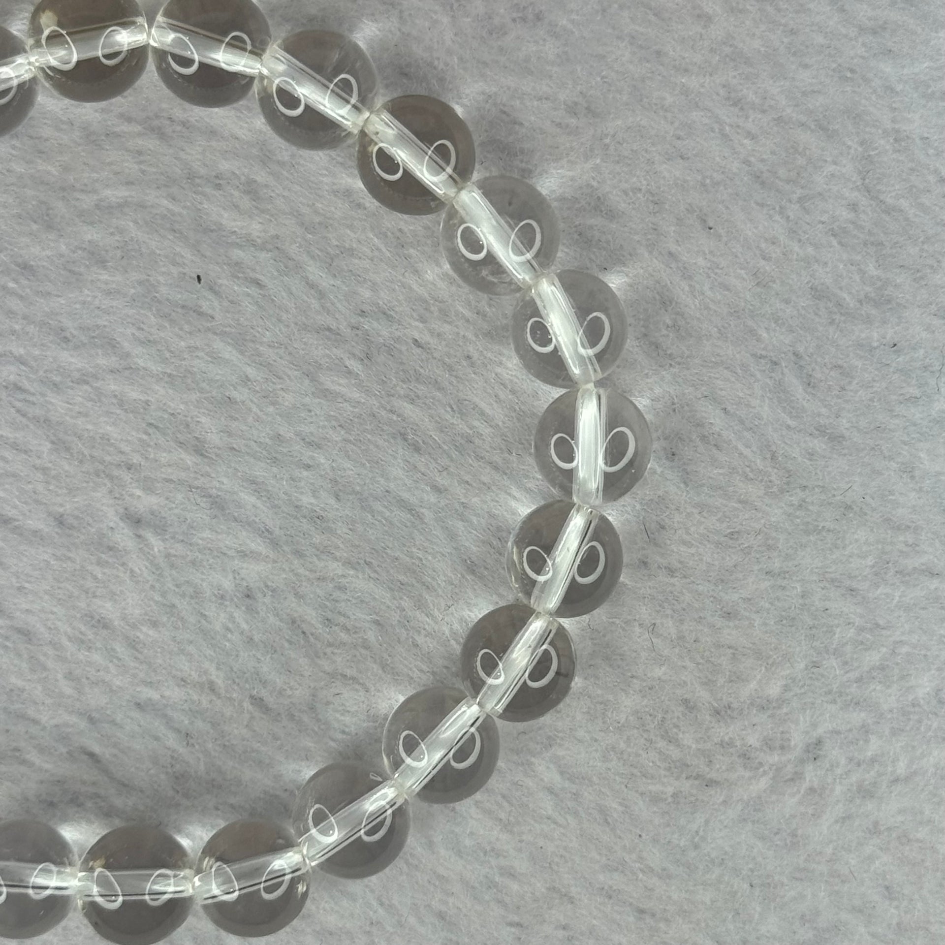 Natural Clear Quartz Bracelet 天然白水晶手链 18.55g 16.5cm 8.4mm 24 Beads - Huangs Jadeite and Jewelry Pte Ltd