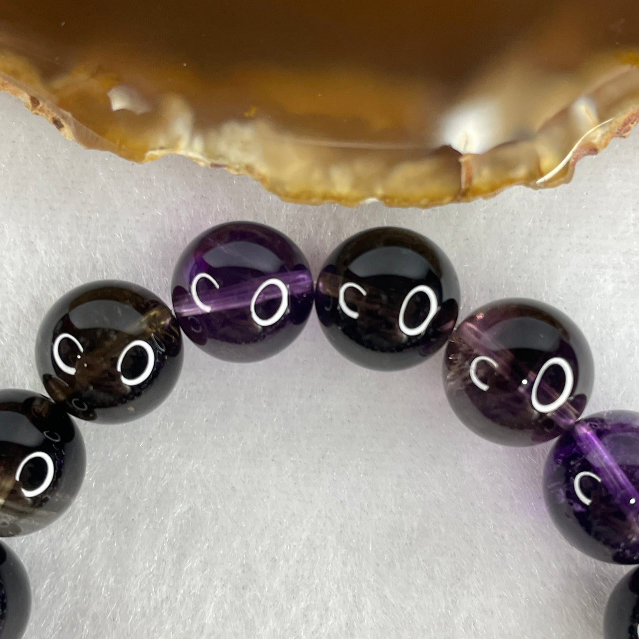 Certified Above Average Natural Fully Transparent Black Super 7 Crystal Bead Bracelet | 11.0mm Black Melody Stone (37.93g | 16cm Wrist Sizing | 17 Beads)