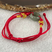 Type A Blueish Green Jadeite Ping An Kou String Bracelet 2.85g 14.8 by 6.1mm - Huangs Jadeite and Jewelry Pte Ltd