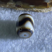 Natural Powerful Tibetan Old Oily Dark Brown with White Agate Tiger Tooth Daluo Dzi Bead Heavenly Master (Tian Zhu) 2.84g 13.7 by 10.9mm - Huangs Jadeite and Jewelry Pte Ltd