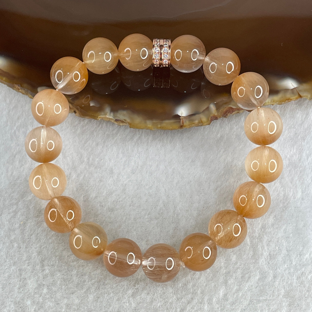 Certified Good Grade Natural Rabbit Hair Rutilated Quartz Beads Bracelet 31.59g 16cm 10.8mm 16Beads - Huangs Jadeite and Jewelry Pte Ltd