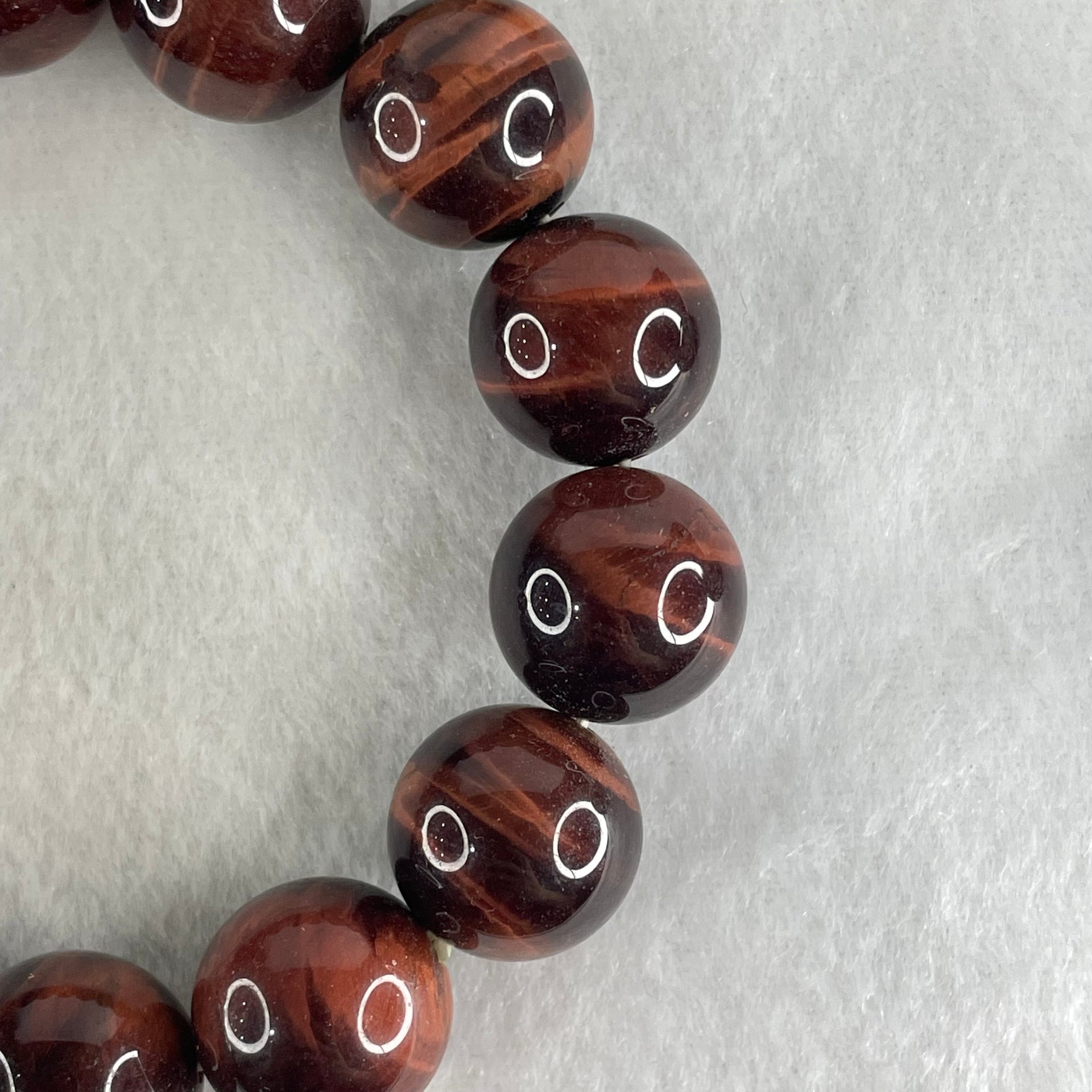 Natural Red Tiger's Eye Quartz Beads Bracelet 78.81g 17cm 16.0mm 14 Beads - Huangs Jadeite and Jewelry Pte Ltd