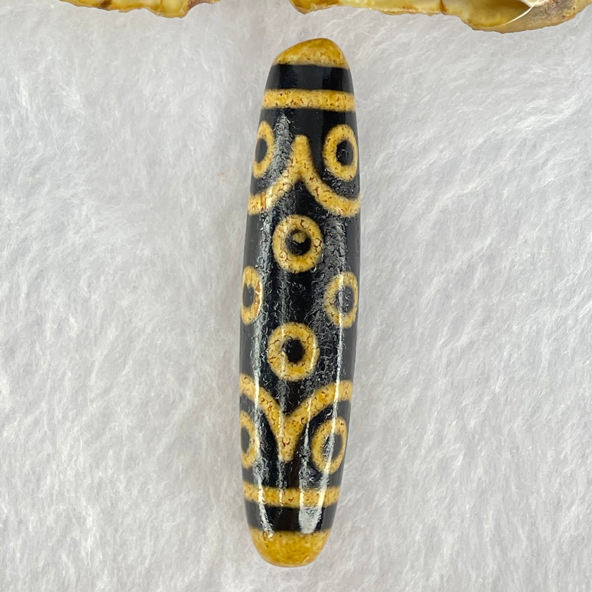 Natural Powerful Tibetan Old Oily Dark and Light Brown Agate 15 Eyes Dzi Bead Heavenly Master (Tian Zhu) 十五眼天诛 14.65g 58.1 by 13.0mm - Huangs Jadeite and Jewelry Pte Ltd