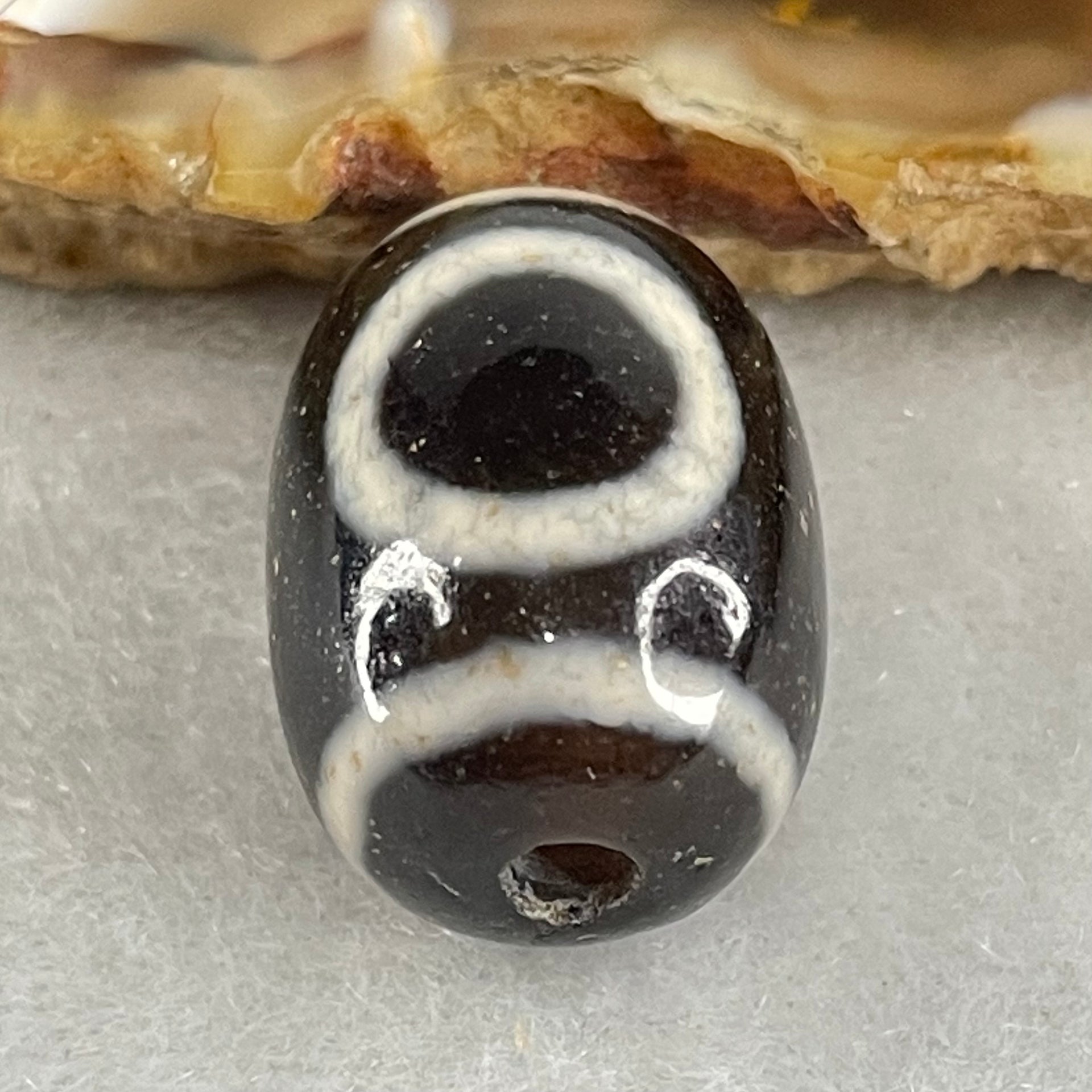Natural Powerful Tibetan Old Oily Agate 1 Eye With Swastika Dzi Bead (Hotu Dzi) 4.29g 17.5 by 12.7mm - Huangs Jadeite and Jewelry Pte Ltd