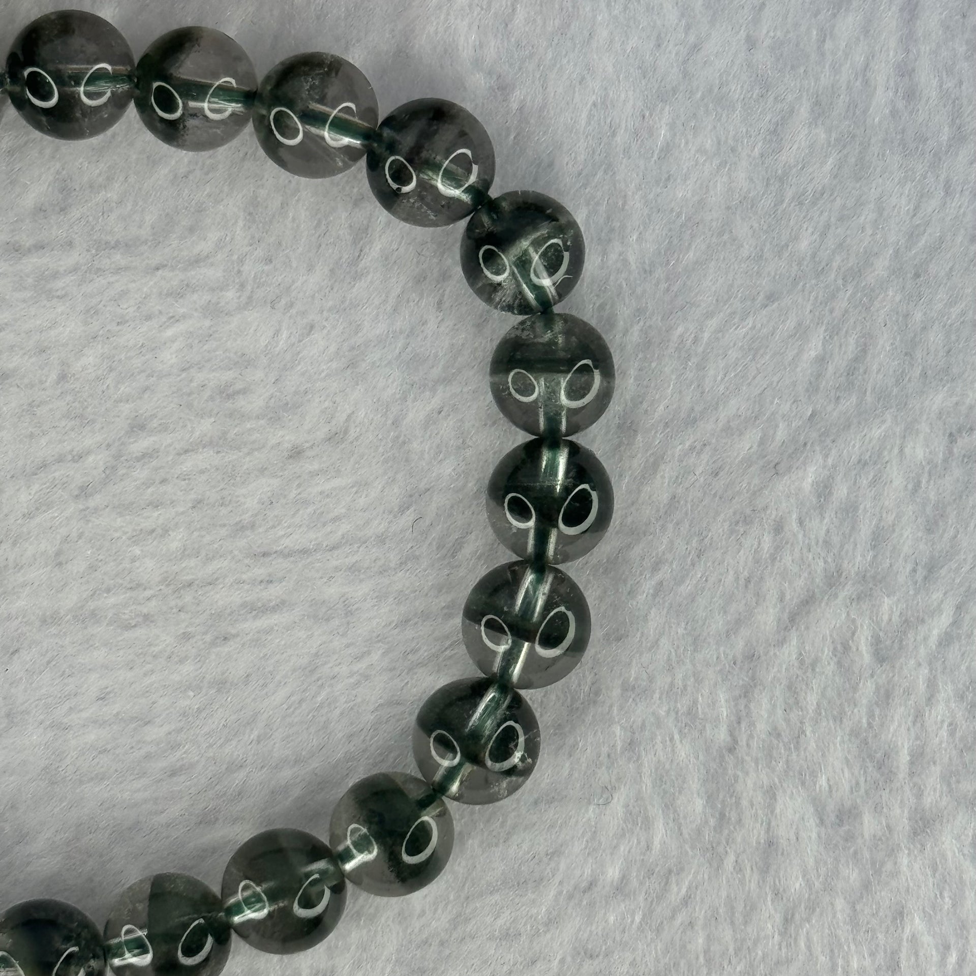 Very Good Grade Natural Green Phantom Quartz Beads Bracelet 18.44g 16.5cm 8.3mm 24 Beads - Huangs Jadeite and Jewelry Pte Ltd