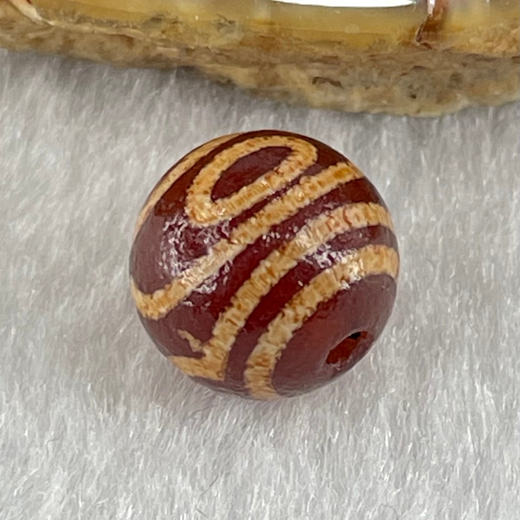 Natural Powerful Tibetan Old Oily Agate 2 Eye Dzi Bead Heavenly Master (Tian Zhu) 二眼天珠 1.42g 10.1 by 10.3mm - Huangs Jadeite and Jewelry Pte Ltd