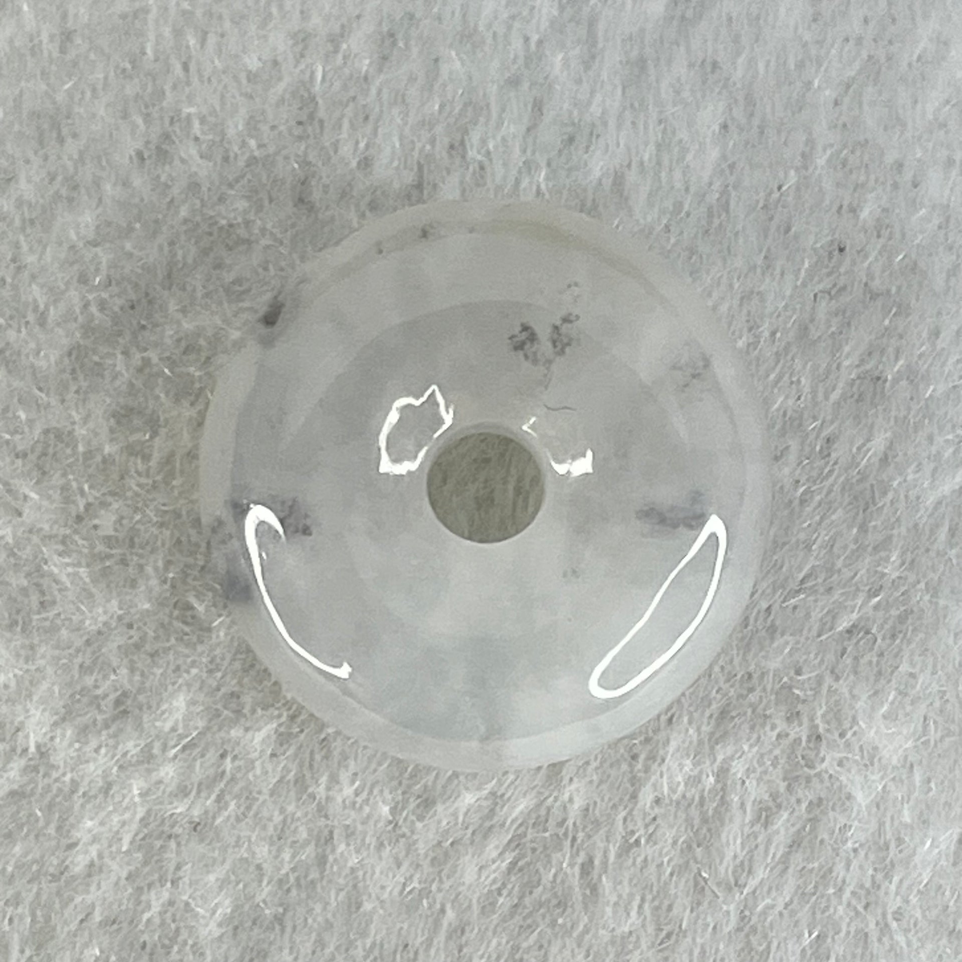 Type A Semi Icy Faint Lavender Green With Wuji Grey Jadeite Ping An Kou Charm/Pendant 3.19g 16.1 by 6.2mm - Huangs Jadeite and Jewelry Pte Ltd