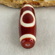 Natural Powerful Tibetan Old Oily Red White Agate One Eye Wood Element Dzi Bead Heavenly Master (Tian Zhu) 一眼木元素天珠 9.56g 37.7 by 12.9mm - Huangs Jadeite and Jewelry Pte Ltd