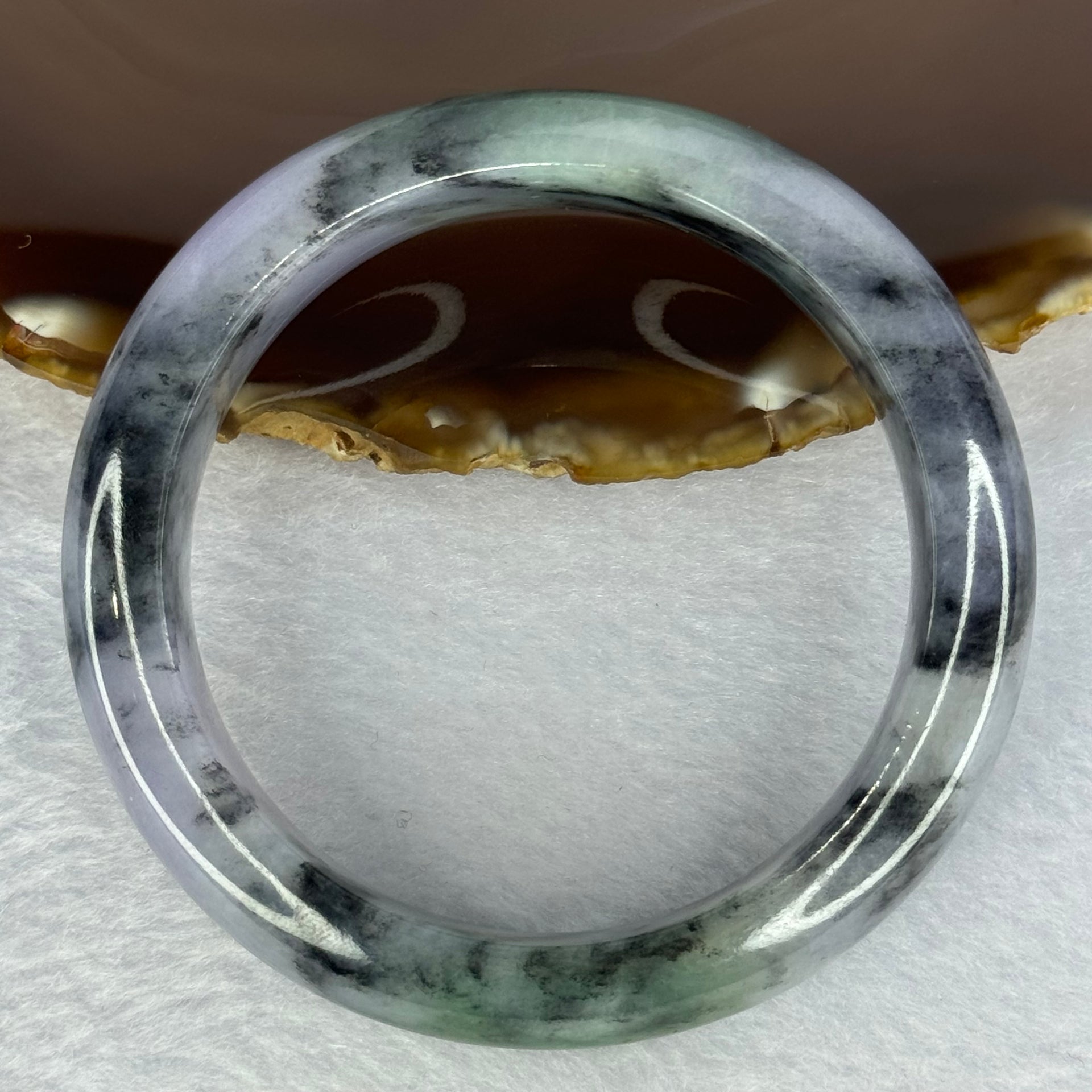 Type A Lavender with Wuji Grey and Green Jadeite Bangle Internal Diameter 56.4mm 78.54g 15.1 by 9.5mm (Very Slight Internal Line) - Huangs Jadeite and Jewelry Pte Ltd