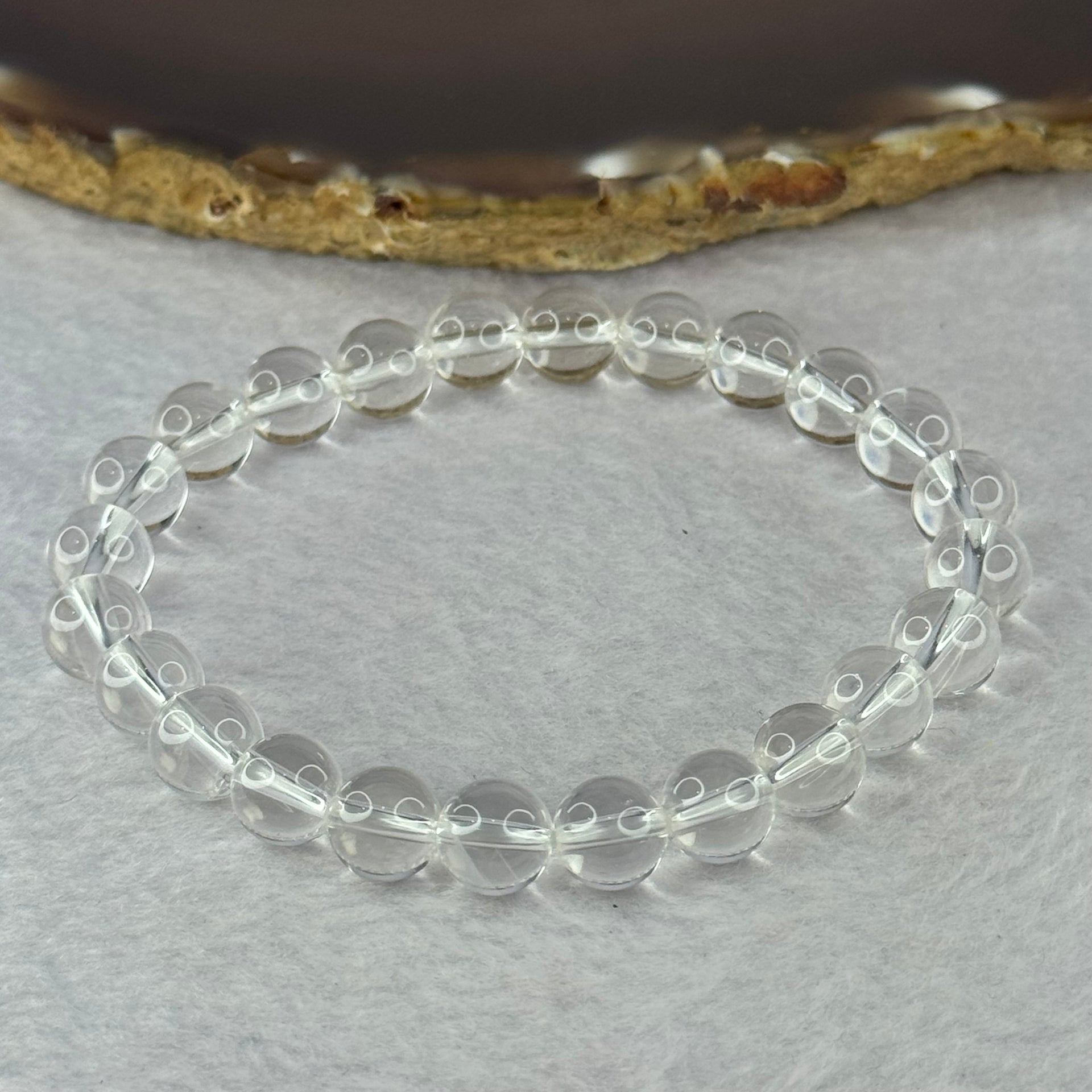Natural Clear Quartz Bracelet 天然白水晶手链 18.71g 16.5cm 8.4mm 24 Beads - Huangs Jadeite and Jewelry Pte Ltd